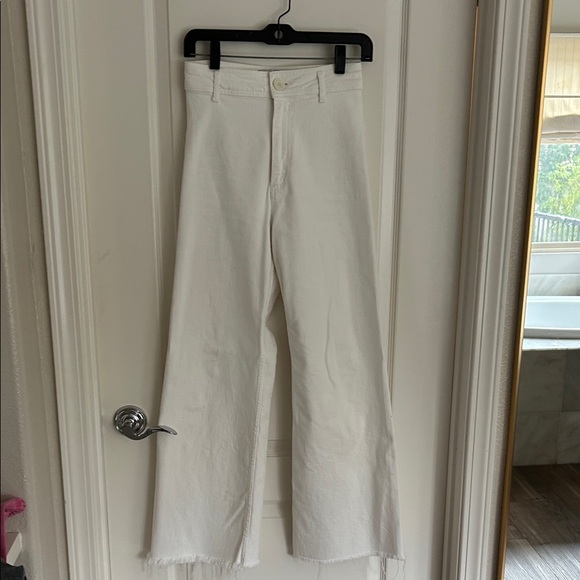 Zara white marine Straight-Leg Pants wide leg ankle 2 pp - Picture 1 of 6